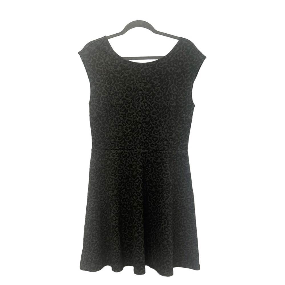 Loft Leopard Print Dress Size 6 Grey Black Jacquard Sleeveless Fit Flare